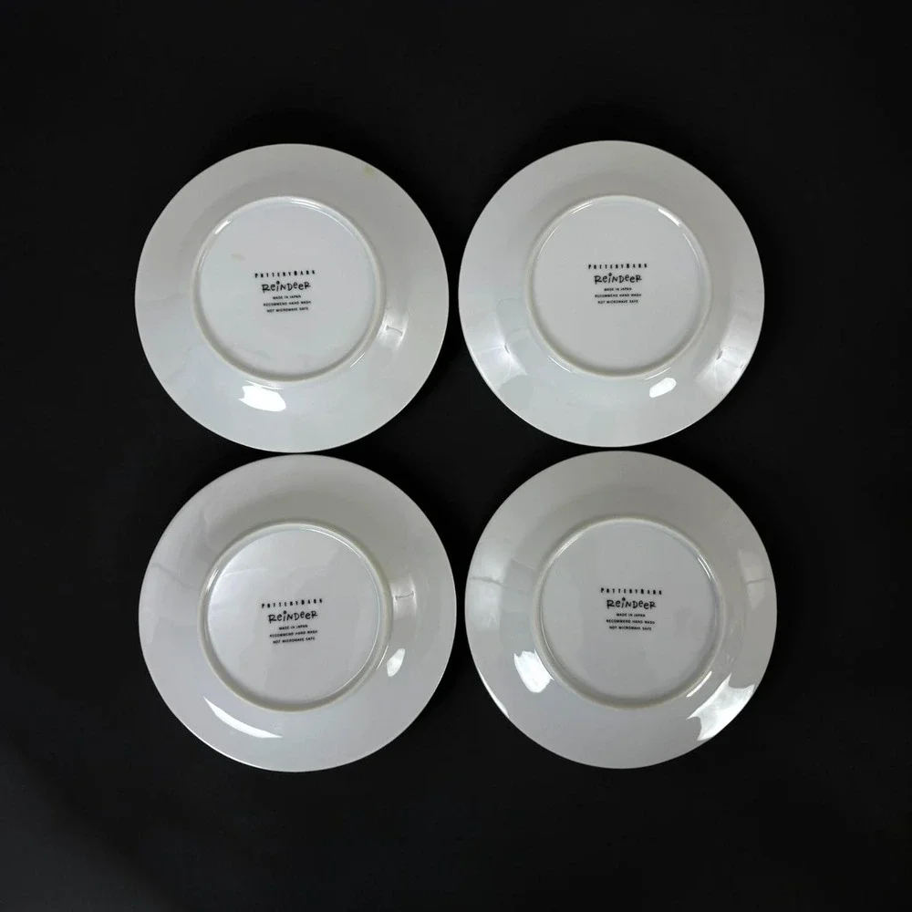 Pottery Barn Reindeer Salad Plates Set 4 8.5